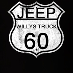 Highway Route Sign 1960 Willys Jeep Truck Distressed T Shirt