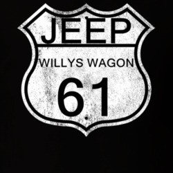 Highway Route Sign 1961 Willys Jeep Wagon Distressed T Shirt