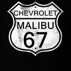 Highway Route Sign 1967 Chevy Malibu Distressed T Shirt