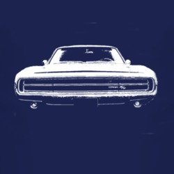 1970 Dodge Charger Grill View Faded Look Dark T Shirt