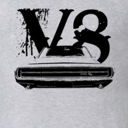 1970 Dodge Charger Grill View V8 Faded Look Light T Shirt