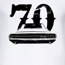 1970 Dodge Charger Grill View With Year Faded Look Light T Shirt
