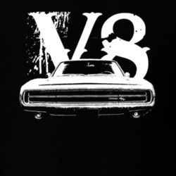 1970 Dodge Charger Grill View V8 Faded Look Dark T Shirt