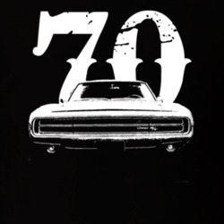 1970 Dodge Charger Grill View With Year Faded Look Dark T Shirt