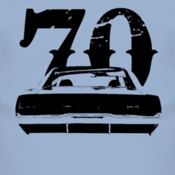 1970 Dodge Charger Rear View With Year Faded Look Light T Shirt