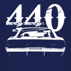 1970 Dodge Charger Rear View With Engine Size Faded Look Dark T Shirt