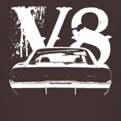 1970 Dodge Charger Rear View V8 Faded Look Dark T Shirt