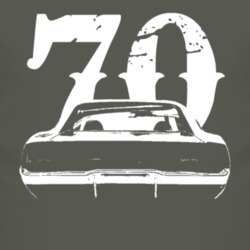 1970 Dodge Charger Rear View With Year Faded Look Dark T Shirt