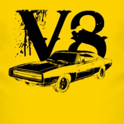 1970 Dodge Charger Side View V8 Faded Look Light T Shirt