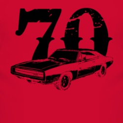 1970 Dodge Charger Side View With Year Faded Look Light T Shirt