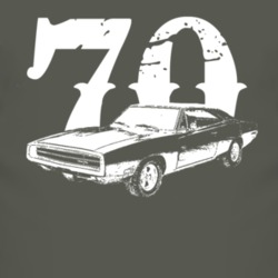 1970 Dodge Charger Side View With Year Faded Look Dark T Shirt