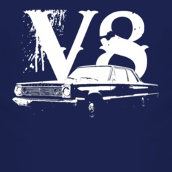 1965 Plymouth Belvedere Side View V8 Faded Look Dark T Shirt