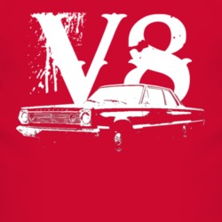 1966 Plymouth Belvedere Side View V8 Faded Look Dark T Shirt