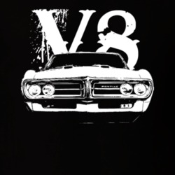 1967 Pontiac Firebird Grill View V8 Faded Look Dark T Shirt