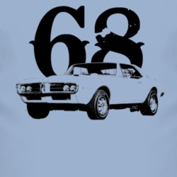 1968 Pontiac Firebird Side View With Year Faded Look Light T Shirt