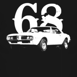 1968 Pontiac Firebird Side View With Year Faded Look Dark T Shirt