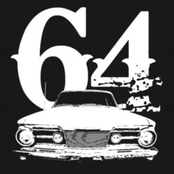 1964 Plymouth Barracuda Grill View With Year Faded Look Dark T Shirt