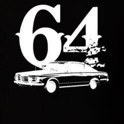 1964 Plymouth Barracuda Side View With Year Faded Look Dark T Shirt