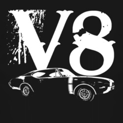 1968 Oldsmobile 442 Side View V8 Faded Look Dark T Shirt