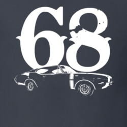 1968 Oldsmobile 442 Side View With Year Faded Look Dark T Shirt
