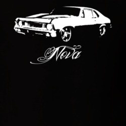 1970 Chevy Nova Side View Model Name Dark Color Shirt