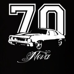 1970 Chevy Nova Side View Year Model Name Dark Color Shirt