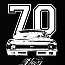 1970 Chevy Nova Grill With Year Model Name Dark Color Shirt