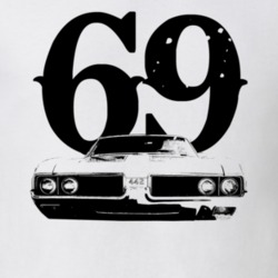 1969 Oldsmobile 442 Grill View With Year Faded Look Light T Shirt