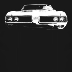 1969 Oldsmobile 442 Grill View Faded Look Dark T Shirt