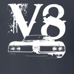 1969 Oldsmobile 442 Grill View V8 Faded Look Dark T Shirt