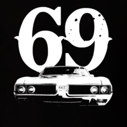 1969 Oldsmobile 442 Grill View With Year Faded Look Dark T Shirt