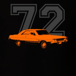 1972 Dodge Dart Side View Custom Orange Graphic Year Dark Shirt
