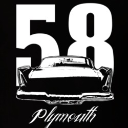 1958 Plymouth Fury Rear View Year Model Name Dark Color Shirt
