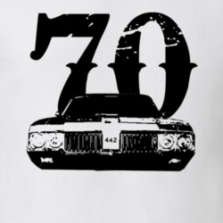 1970 Oldsmobile 442 Grill View With Year Faded Look Light T Shirt