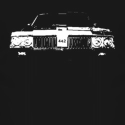 1970 Oldsmobile 442 Grill View Faded Look Dark T Shirt
