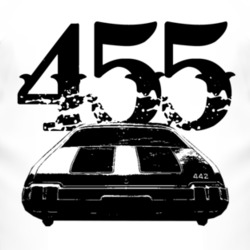1970 Oldsmobile 442 Rear View With Engine Size Faded Look Light T Shir