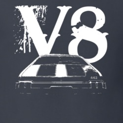 1970 Oldsmobile 442 Rear View V8 Faded Look Dark T Shirt