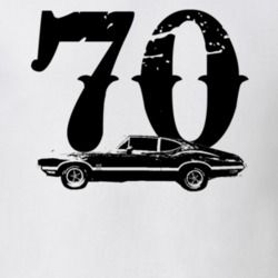 1970 Oldsmobile 442 Side View With Year Faded Look Light T Shirt