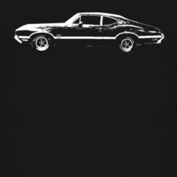 1970 Oldsmobile 442 Side View Faded Look Dark T Shirt