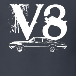 1970 Oldsmobile 442 Side View V8 Faded Look Dark T Shirt