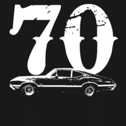 1970 Oldsmobile 442 Side View With Year Faded Look Dark T Shirt
