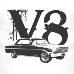 1963_CHEVY_NOVA_Side_Black_Graphic_V8 T Shirt