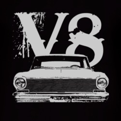 1965_Chevy_Nova_Grille_White_Graphic_V8 T Shirt