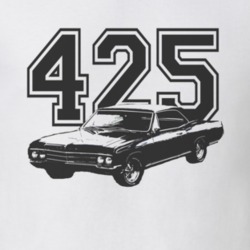 1966_BUICK_WILDCAT_Side_Black_Graphic_Engine_Size T Shirt