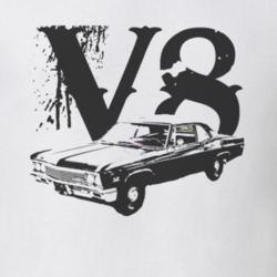1966_CHEVY_BISCAYNE_Side_Black_Graphic_V8 T Shirt