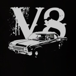 1966_CHEVY_BISCAYNE_Side_White_Graphic_V8 T Shirt