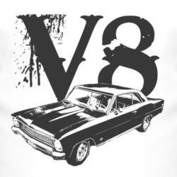 1966_CHEVY_NOVA_Side_Black_Graphic_V8 T Shirt