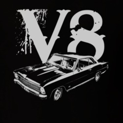 1966_CHEVY_NOVA_Side_White_Graphic_V8 T Shirt