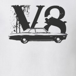 1968_CHEVY_BISCAYNE_Side_Black_Graphic_V8 T Shirt