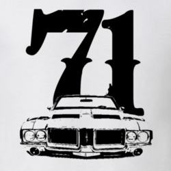 1971 Oldsmobile 442 Grill View With Year Faded Look Light T Shirt